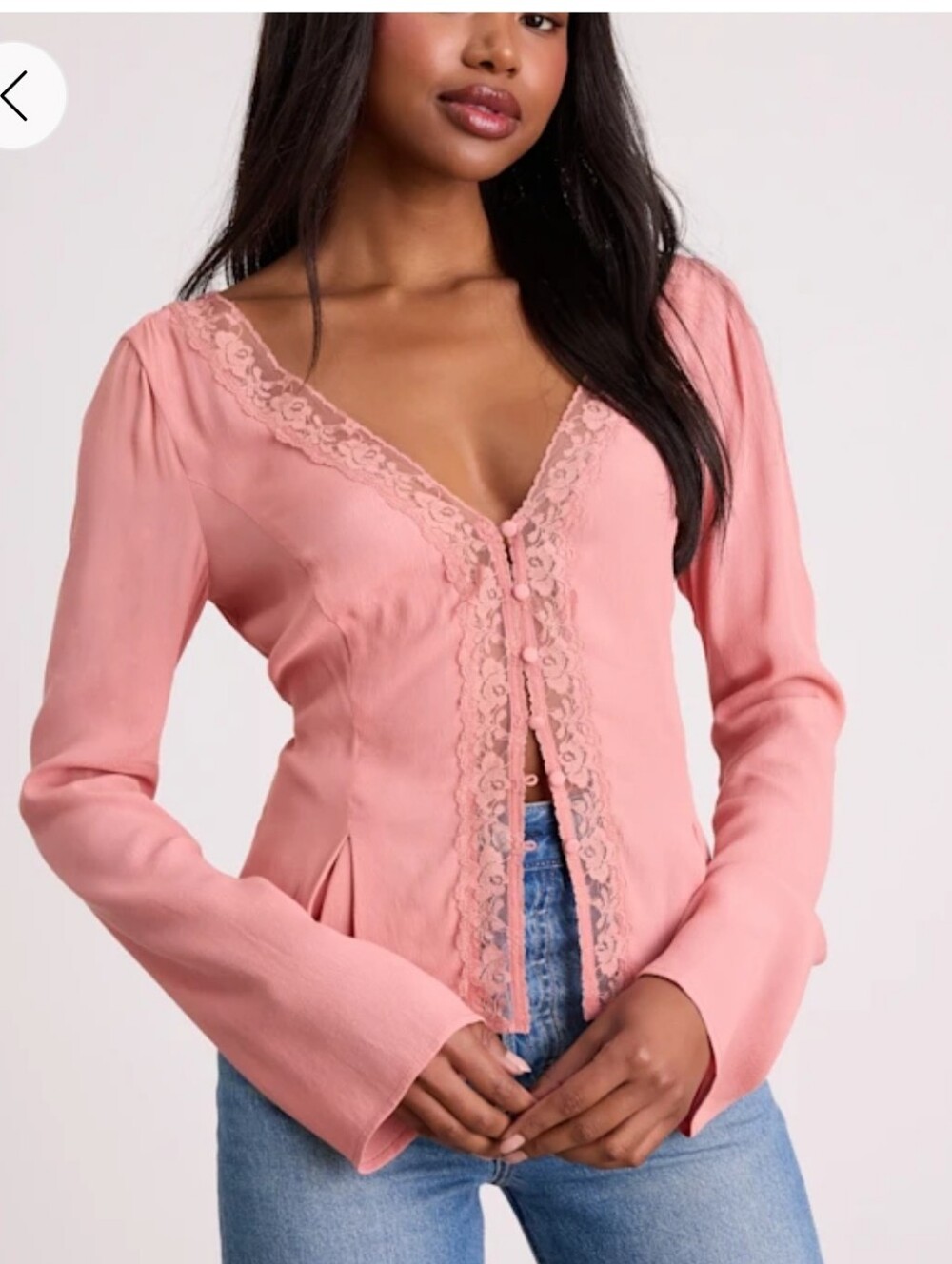 Pamona Pink Lace Button Top